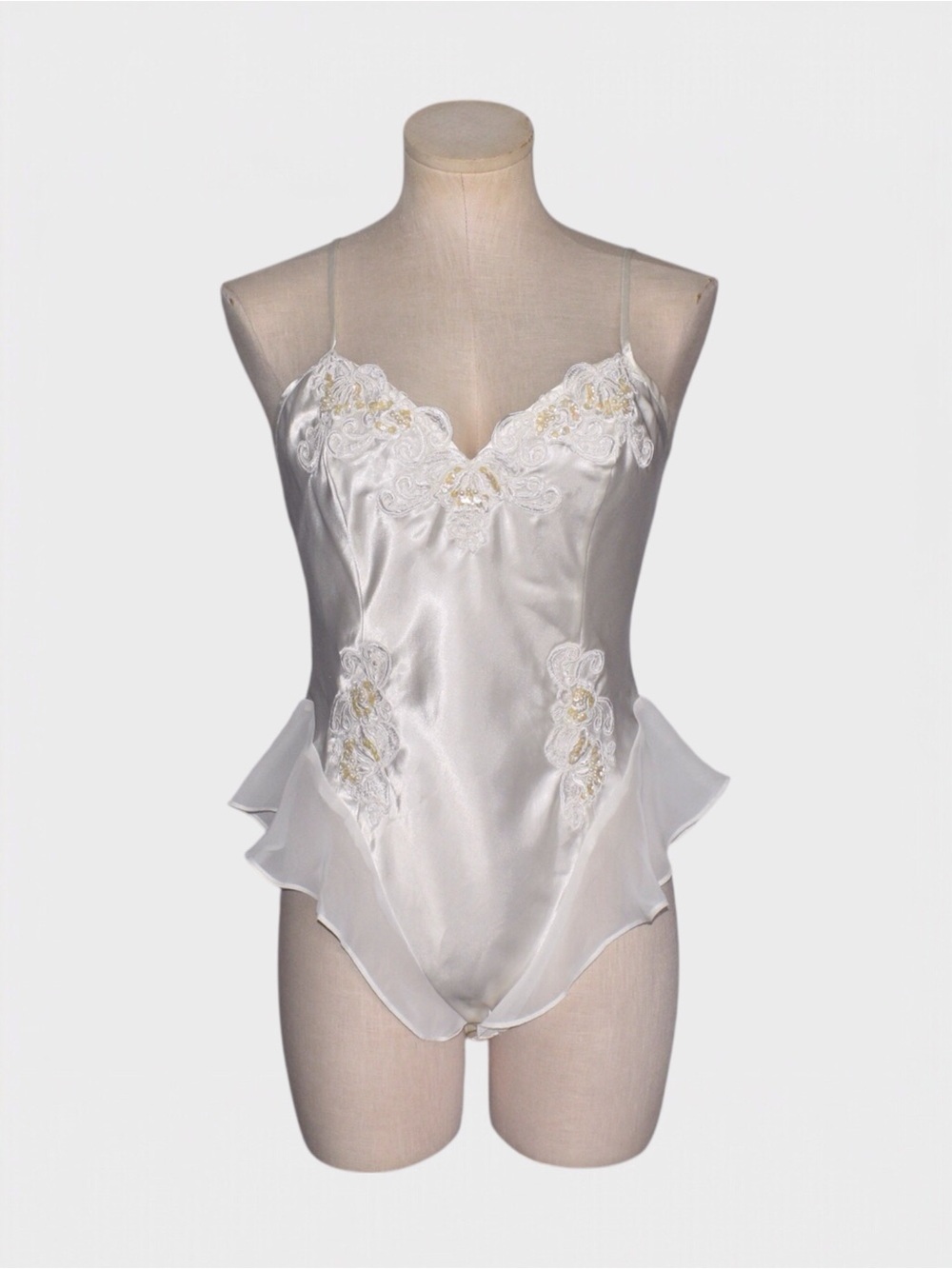 Victorias Secret Vintage Satin Embroidered Sequin Teddy Bodysuit Lingerie